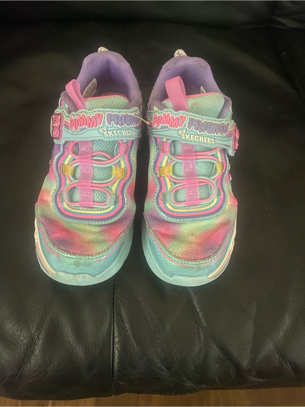 Skechers Kids' Rainbow Gummy Friends Slip-On Sneakers - Pink, Teal & Purple